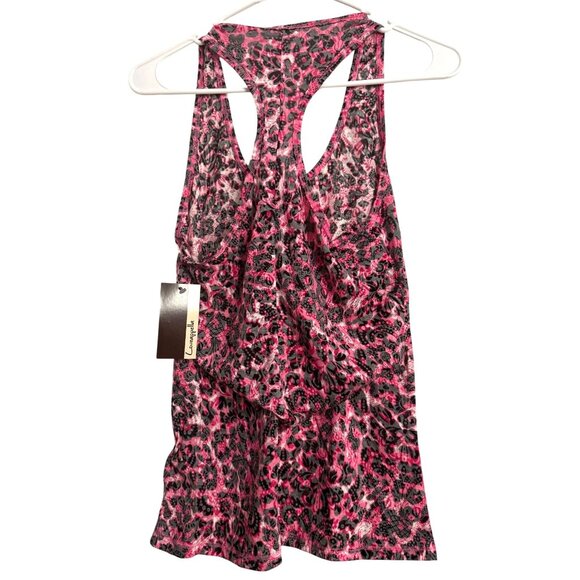 Pink & Black Leopard Print Racerback Tank Top With Zipper Accent By Loveappella - Picture 4 of 7